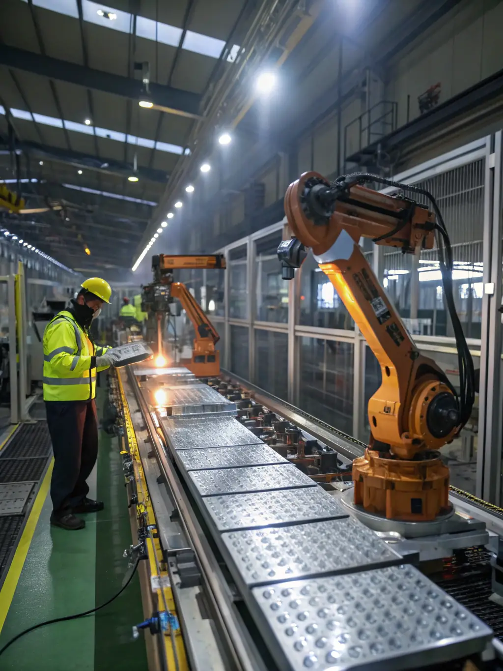 A visual representation of a manufacturing production line running smoothly, emphasizing the benefit of minimized downtime through proactive IT management.