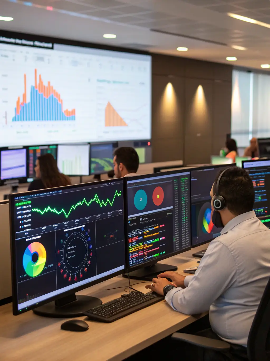 An image illustrating data analytics and reporting tools being used to optimize manufacturing processes, showcasing improved efficiency through data-driven insights.